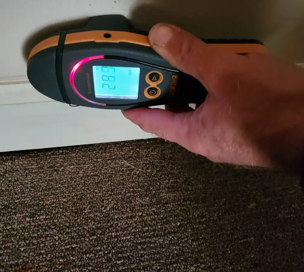 Moisture detection at baseboard during Mold Inspection & Testing in West Perrine
